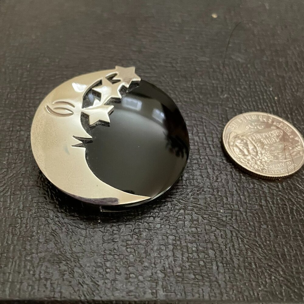 Vintage sterling silver moon pin